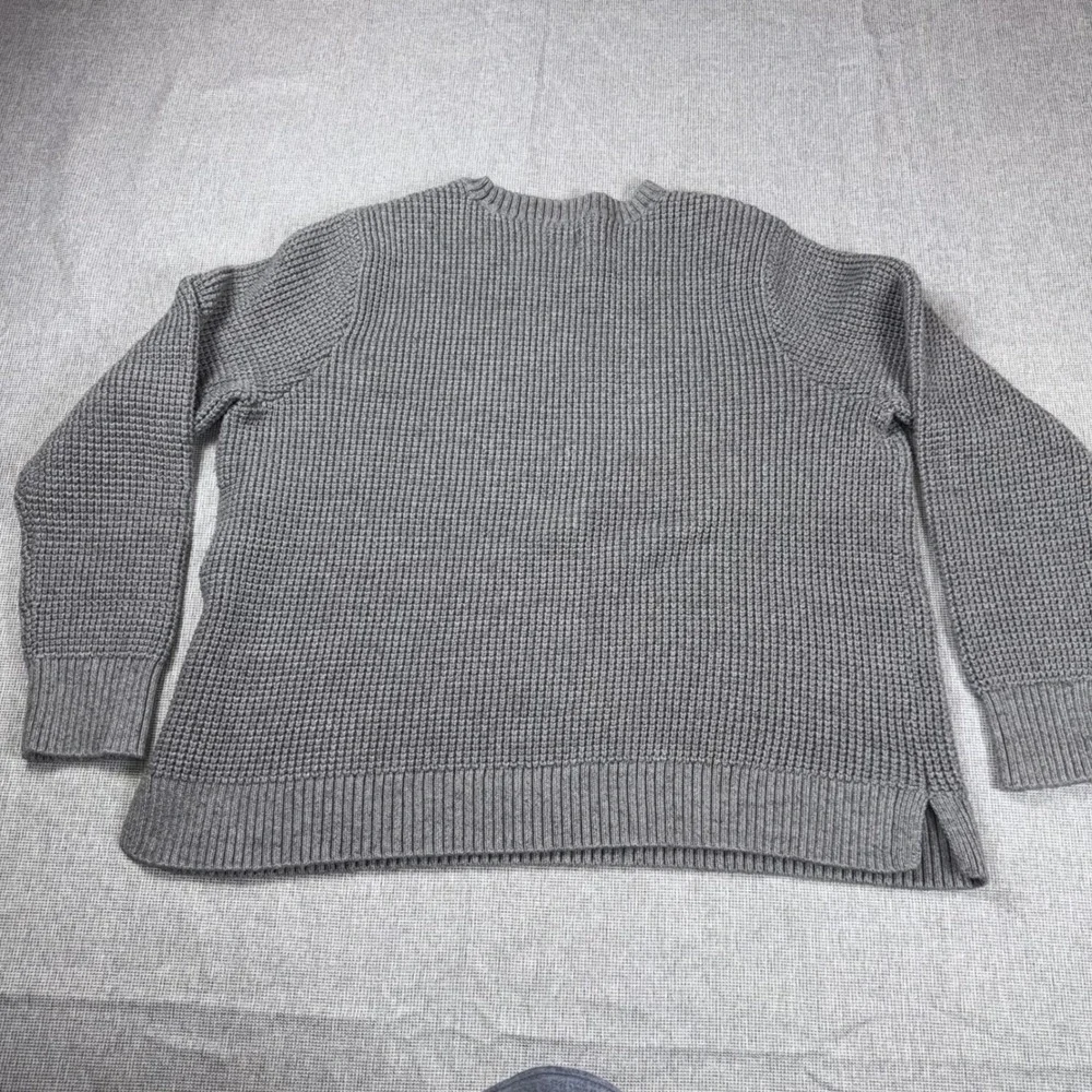 Duluth Trading Co Mens XXL Gray Waffle Knit Cotton Blend Crewneck Sweater